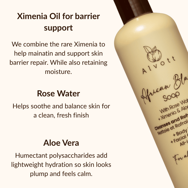 Black Soap With Rose Water+ Ximenia & Aloe Vera